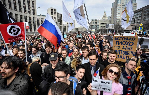 ‘They Want to Block Our Future’: Thousands Protest Russia’s Internet Censorship